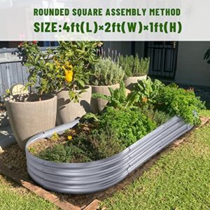 Land Guard 2Pcs Galvanized Raised Garden Bed Kit, Galvanized Planter Raised Garden Boxes Outdoor, Oval Large Metal Raised Garden Beds for Vegetables…
