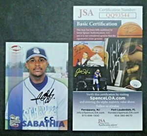 for cc sabathia signed pre rookie card with jsa coa