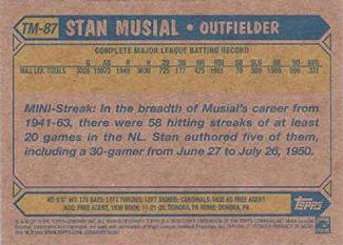 2012 Topps 1987 Topps Minis #TM-87 Stan Musial Cardinals MLB Baseball Card NM-MT