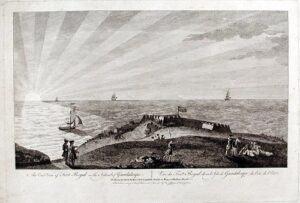 an east view of fort royal in the island of guadaloupe. drawn on the spot by lieut. arch. campbell engineer