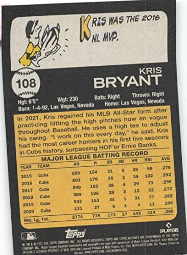 2021 Topps Archives #108 Kris Bryant NM-MT San Francisco Giants Baseball