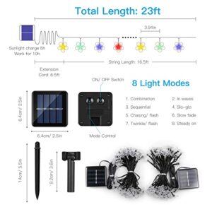 suddus 2 Pack Flower Solar String Lights Outdoor Waterproof 50 LED Solar Fairy Lights for Indoor Outdoor Decorations