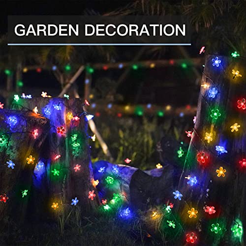 suddus 2 Pack Flower Solar String Lights Outdoor Waterproof 50 LED Solar Fairy Lights for Indoor Outdoor Decorations