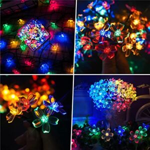 suddus 2 Pack Flower Solar String Lights Outdoor Waterproof 50 LED Solar Fairy Lights for Indoor Outdoor Decorations