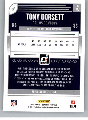 2018 Donruss #80 Tony Dorsett Dallas Cowboys Football NM-MT