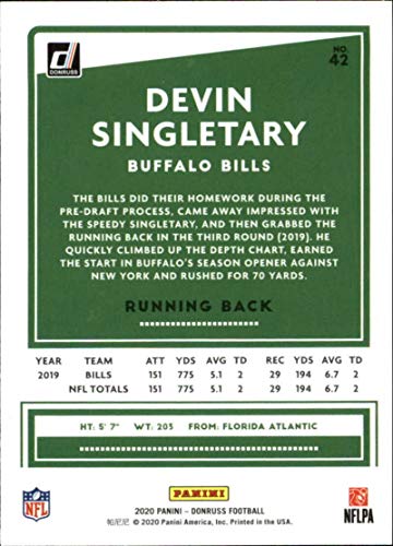 2020 Donruss #42 Devin Singletary Buffalo Bills NFL Football Card NM-MT