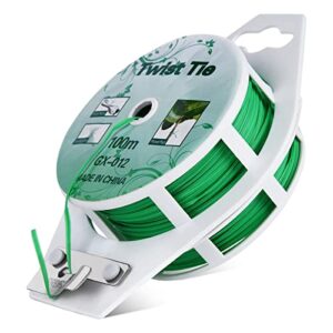 twist ties – all-purpose coated 328feet garden plant ties with trimmer garden twine support ties reusable for gardening plants growth and care, office home cable organization (green)