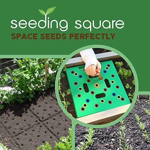 Seeding Square – Seed Sowing Template for Maximum Harvest - Square Foot Gardening Tool Kit – Includes: Color Coded Seed Spacer & Magnetic Seed Dibber/Seed Ruler/Seed Spoon & Vegetable Planting Guide