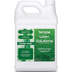 simple lawn solutions – liquid iron fertilizer darker green – chelated micronutrients – concentrated spray booster for turf grass, indoor plants and outdoor garden (1 gallon)