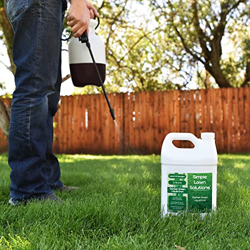 Simple Lawn Solutions - Liquid Iron Fertilizer Darker Green - Chelated Micronutrients - Concentrated Spray Booster for Turf Grass, Indoor Plants and Outdoor Garden (1 Gallon)