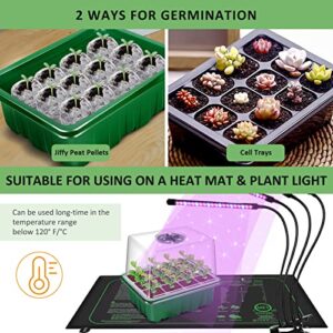 YAUNGEL Seed Starter Tray, 10 Pack 120 Cells Thicken Seed Starting Trays Kit with Humidity Dome/Heightened Lids Growing Trays for Greenhouse & Gardens, Green