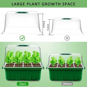 YAUNGEL Seed Starter Tray, 10 Pack 120 Cells Thicken Seed Starting Trays Kit with Humidity Dome/Heightened Lids Growing Trays for Greenhouse & Gardens, Green