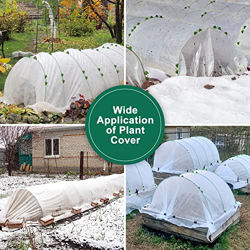 Kuptone Plant Covers Freeze Protection 10Ft x 30Ft Floating Row Cover with 10Pcs Garden Hoops & 36Pcs Clips & 15Pcs Steel Garden Stakes, Plant Cover with Frame for Winter Frost Sun Pest Protection