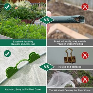Kuptone Plant Covers Freeze Protection 10Ft x 30Ft Floating Row Cover with 10Pcs Garden Hoops & 36Pcs Clips & 15Pcs Steel Garden Stakes, Plant Cover with Frame for Winter Frost Sun Pest Protection