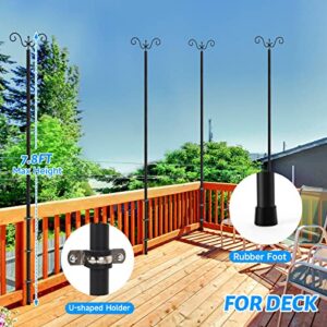 Kalafun Outdoor String Light Poles Stand - 2 Pack Poles for Hanging Outside String Lights - 9 FT Adjustable Metal String Light Pole Stakes with Hooks for Patio Fence Garden Deck Bistro Backyard