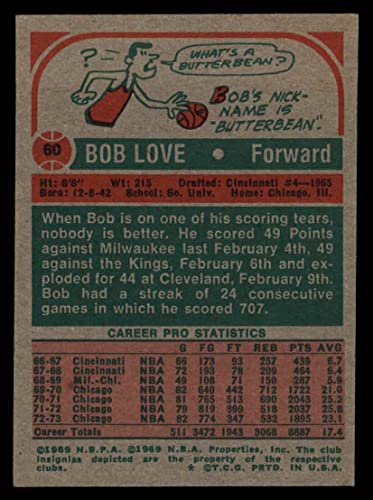 1973 Topps # 60 Bob Love Chicago Bulls (Basketball Card) EX Bulls Southern University and A&M College