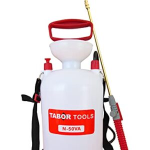 TABOR TOOLS 1.3 Gallon Lawn and Garden Pump Pressure with Pressure Relief Valve, Adjustable Shoulder Strap and Telescopic Adjustable Wand and VITON Seals. N50VA.