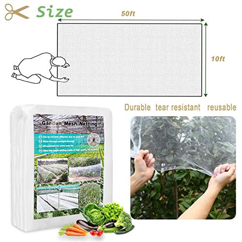 GonLei Garden Netting 10 * 50 FT Ultra Fine Garden Mesh Netting Protection Net Plant Cover Screen Vegetable Row Cover,Blueberry Netting Shrubs Fruits Tree Flowers Garden Screen Barrier Net