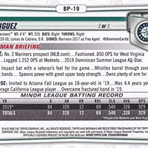 2020 Bowman Prospects #BP-19 Julio Rodriguez Seattle Mariners RC Rookie MLB Baseball Trading Card