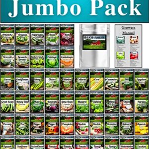 50 Vegetable & Fruit Seeds for Planting Your Outdoor & Indoor Home Seed Garden, Survival Gear Kit Includes 50,000 Seeds A Growing Guide & Mylar Package Gardening Heirloom Non-GMO Veggie Seed B&KM Farm