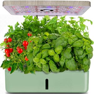 moistenland indoor hydroponic garden, hydroponics growing system, indoor herb garden starter kit with led grow light, inside garden growing system,automatic timer plant germination kits (12 pods)