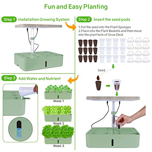 moistenland Indoor Hydroponic Garden, Hydroponics Growing System, Indoor Herb Garden Starter Kit with LED Grow Light, Inside Garden Growing System,Automatic Timer Plant Germination Kits (12 Pods)