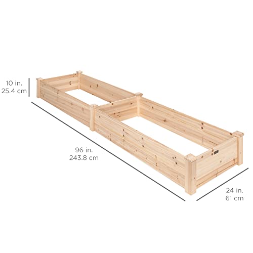 Best Choice Products 8x2ft Outdoor Wooden Raised Garden Bed Planter for Vegetables, Grass, Lawn, Yard - Natural