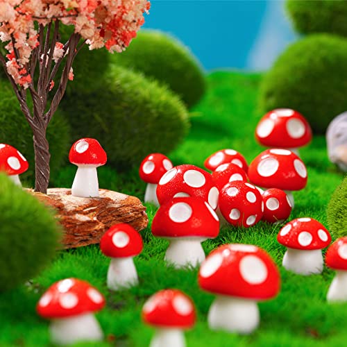 MGZTTHW Tiny Mushrooms for Crafts - Fairy Garden Mushroom - 60pcs Mini Resin Mushroom Decor- Fake Mushroom Miniatures Statue for Bonsai Micro Landscape Craft