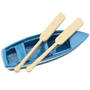 lq industrial lovely miniature blue rowboat little plastic boat canoe model with oars for miniature gardens doll house cake topper decoration