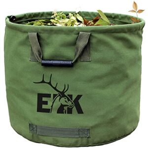 elk reusable garden leaf waste bag with handles – 33 gallon canvas fabric – heavy duty (22″ width x 18″ height)