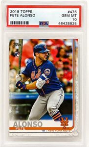 pete alonso (new york mets) 2019 topps baseball #475 rc rookie card – psa 10 gem mint