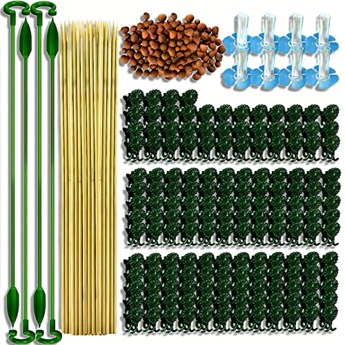 Weixinghera Orchid Clips Plastic Garden Plant Clips Set, 160 Pack Orchid Clips with 20 Pieces Plant Support Stakes 8 Mounting Base 4 Stand