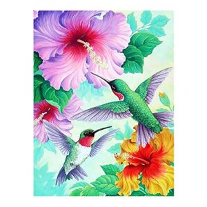spring hummingbirds hibiscus flowers summer welcome double sided garden yard flag 12″ x 18″, hello spring summer birds tropical flowers lily floral decorative garden flag banner for outdoor home