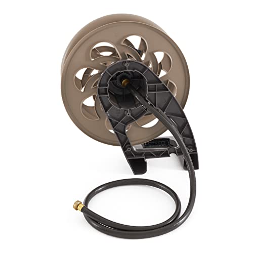 Suncast CPLSTA125B 125-Foot Sidetracker Garden Guide Side Tracker 125 ft. Brown Wall Mounted Hideaway Hose Reel, No Size, Taupe