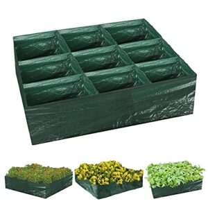 raised garden planter fabric bed, 9 divided grids durable square planting grow pot, plant grow bags for outdoor carrot onion herb flower vegetable plants