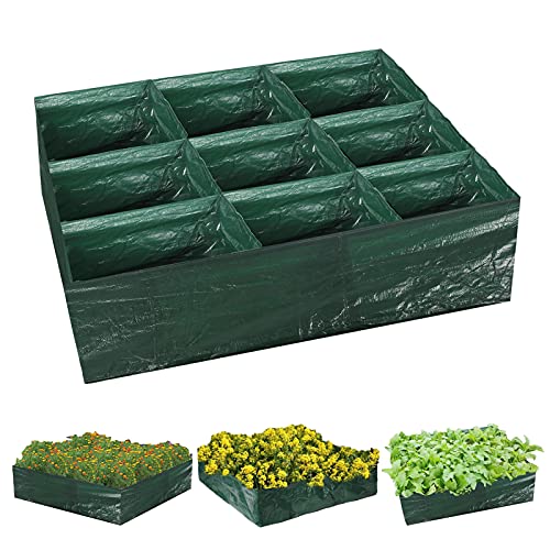 Raised Garden Planter Fabric Bed, 9 Divided Grids Durable Square Planting Grow Pot, Plant Grow Bags for Outdoor Carrot Onion Herb Flower Vegetable Plants