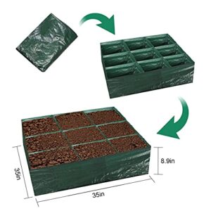 Raised Garden Planter Fabric Bed, 9 Divided Grids Durable Square Planting Grow Pot, Plant Grow Bags for Outdoor Carrot Onion Herb Flower Vegetable Plants