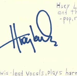 Huey Lewis Lead Vocals and Harmonica Music Autographed Signed Index Card JSA COA