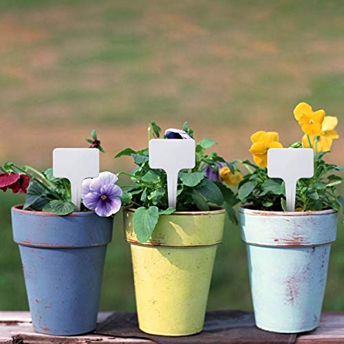 100 Pcs Plastic Plant Labels Reusable T-Shape Tags with Waterproof Markers Garden Plants Labels 2.36" x 3.94"