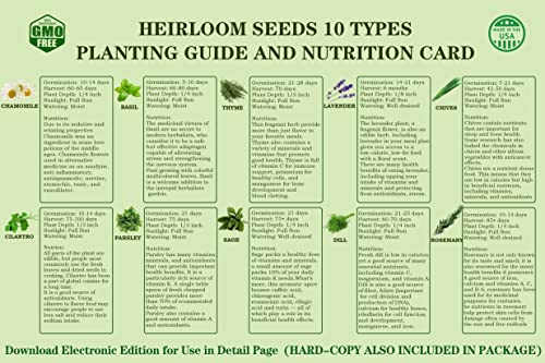 Herb Grow Kit, 10 Herb Seeds Garden Starter Kit, Complete Potted Plant Growing Set Including White Pots, Markers, Nutritional Soil, Watering, Herb Clipper for Kitchen Herb Garden DIY