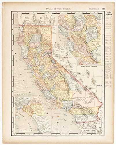 California with insets of Southern & Central Regions (1894)