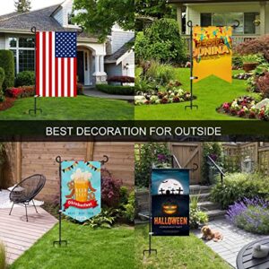 Upgraded Garden Flag Stand Banner Flagpole with 3 Prong Base, Black Wrought Iron Yard Garden Flag Pole - Holds Flags up to 12.5" in Width for Outdoor Garden Lawn