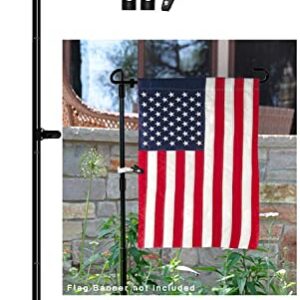 Upgraded Garden Flag Stand Banner Flagpole with 3 Prong Base, Black Wrought Iron Yard Garden Flag Pole - Holds Flags up to 12.5" in Width for Outdoor Garden Lawn