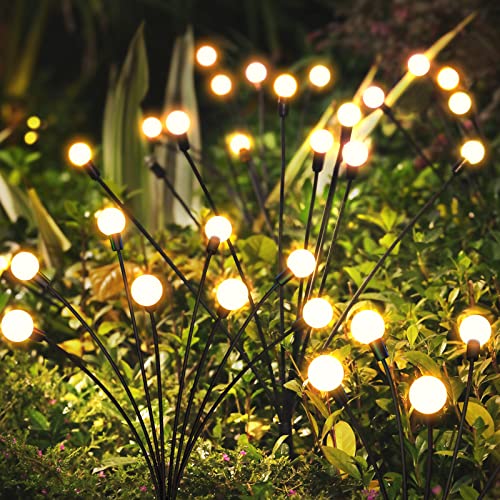 NEEMO Solar Garden Lights 4 Pack - Upgraded Brighter Firefly Lights Solar Outdoor with 8 LED, Swaying and Dancing, Solar Outdoor Lights, Pathway Lights Solar Powered for Yard Garden Patio (Warm white)