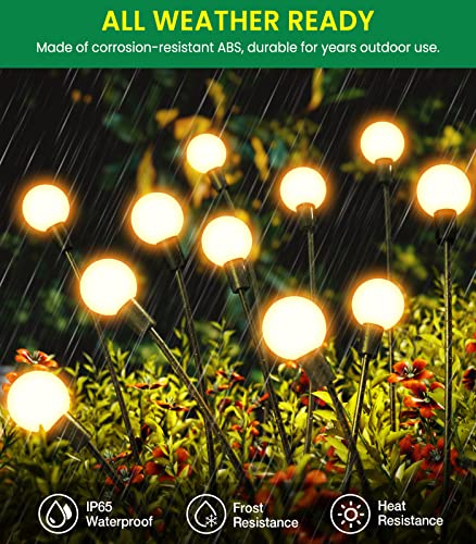 NEEMO Solar Garden Lights 4 Pack - Upgraded Brighter Firefly Lights Solar Outdoor with 8 LED, Swaying and Dancing, Solar Outdoor Lights, Pathway Lights Solar Powered for Yard Garden Patio (Warm white)