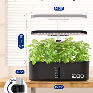 iDOO Hydroponics Growing System, 10 pods Indoor Herb Garden with LED Grow Light, Auto Timer Smart Garden, Water Shortage Alarm, 15'' Height Adjustable, 4.5L Water Tank
