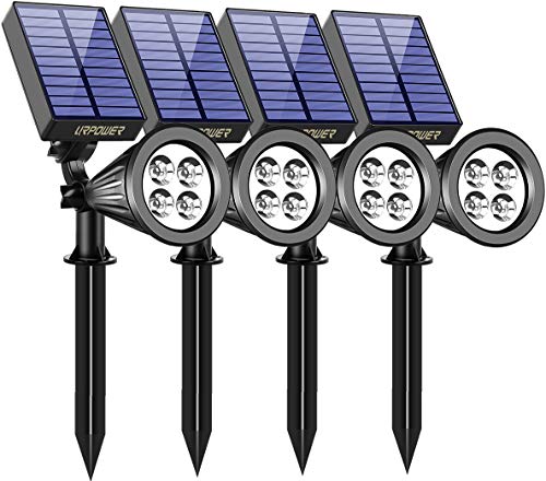 URPOWER Solar Lights Outdoor, 2-in-1 Waterproof Adjustable Solar Spotlights Outdoor Wall Light, Dusk-to-Dawn Solar Powered Landscape Lights for Backyard/Garden/Pathway/Pool/Porch (4Pack, Cool White)