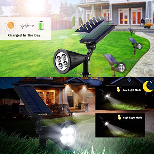 URPOWER Solar Lights Outdoor, 2-in-1 Waterproof Adjustable Solar Spotlights Outdoor Wall Light, Dusk-to-Dawn Solar Powered Landscape Lights for Backyard/Garden/Pathway/Pool/Porch (4Pack, Cool White)