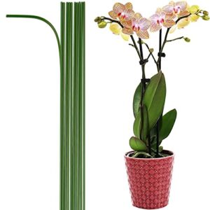 eesc2y 10-pcs 15-3/4″ bendable plastic coated metal steel garden plant support stakes sticks for potted house plants indoor, orchid flower stakes – green