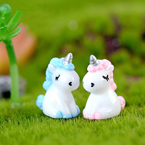 Exasinine 20 Pcs Micro Unicorn Miniature Figurines Fairy Garden Miniature Moss Landscape DIY Terrarium Crafts Ornament Accessories for Home Décor